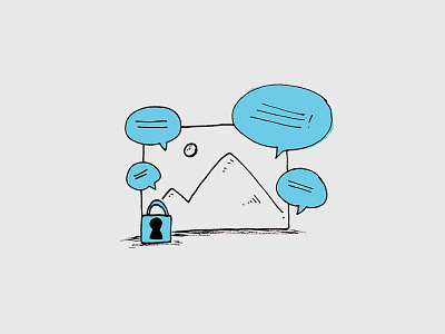 Secured blue comments picture sketch