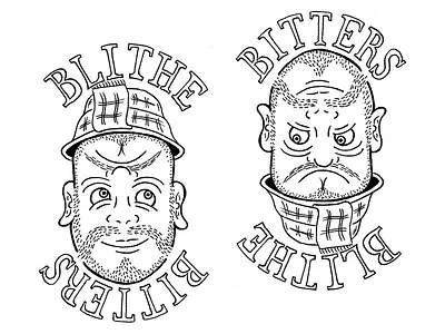 Blithe Bitters label (in progress) 2 way face blithe bitters drawing sketch skillshare