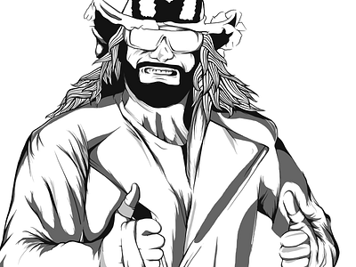 Macho Rebound grey illustration old photoshop portrait skool wwf