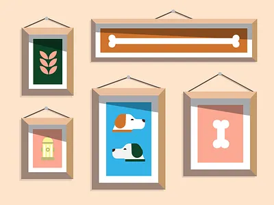 Proud Pups bones dogs frames illustration