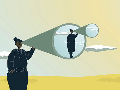 Monocular business concepts illustration