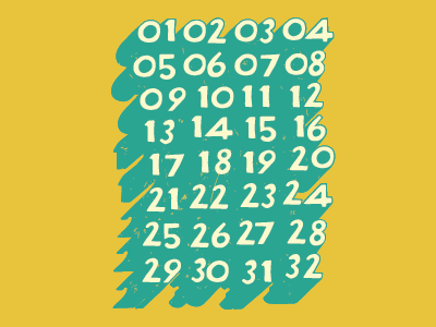1 thru 32 handmade letters type
