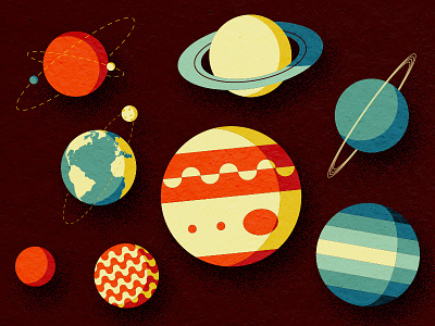 Planets of the Solar System earth jupiter mars mercury neptune planet saturn texture uranus vector venus