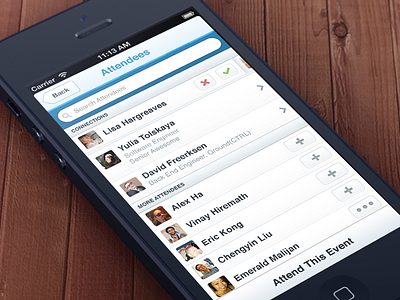 Attendees List attendees events ios mobile simple ui