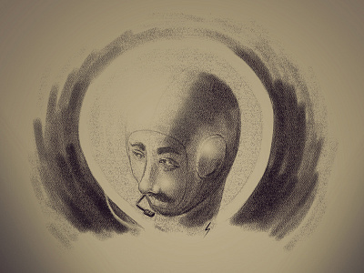 Cosmonaut Too illustration portrait sketch space