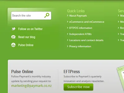 Paymark footer b2c footer icon design paymark payment network website design