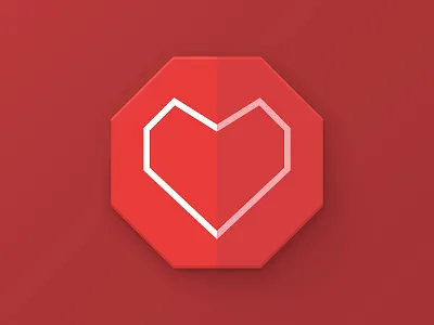 Heart polygon icon badge clean concept flat heart icon logo polygon red simple simplicity