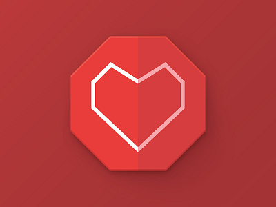 Heart polygon icon badge clean concept flat heart icon logo polygon red simple simplicity