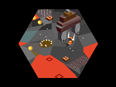 Level2 of Anima game hell ipad iphone lava outofthebit vectorial