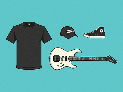 Wayne's World: Wayne 90s campbell chucks guitar hat high tops illustration t shirt washburn wayne waynes world