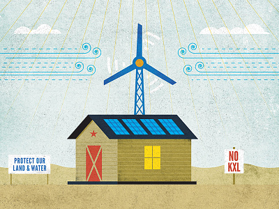 Solar-powered Barn barn clouds illustration sky solar texture wind windmill