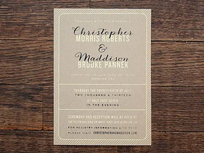 Chris & Mad invitation kraft wedding