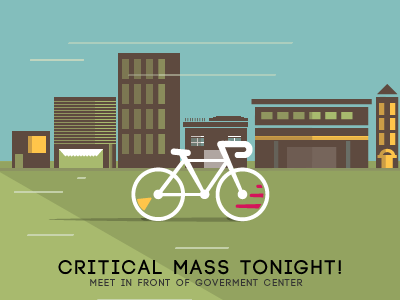 Critical Mass bicycle bike buildings miami poster vector