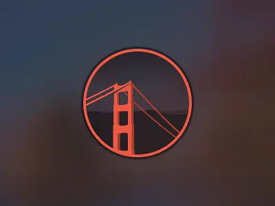 Badge WIP badge bridge circle collective ray collectiveray gate golden golden gate orage red