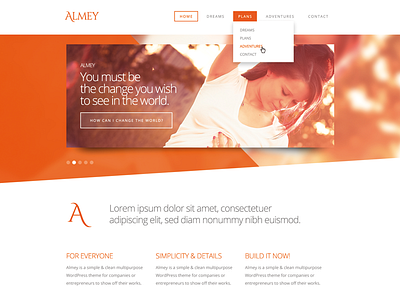 WIP: Almey Theme big blog clean cms creativemarket minimal modern multipurpose orange photo simple site slider template theme web webdesign website whitespace wordpess