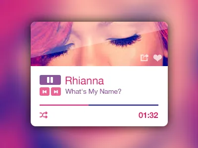 Music Player Widget android blur controls desktop ipad iphone like music pink player purple share ui ux web widget