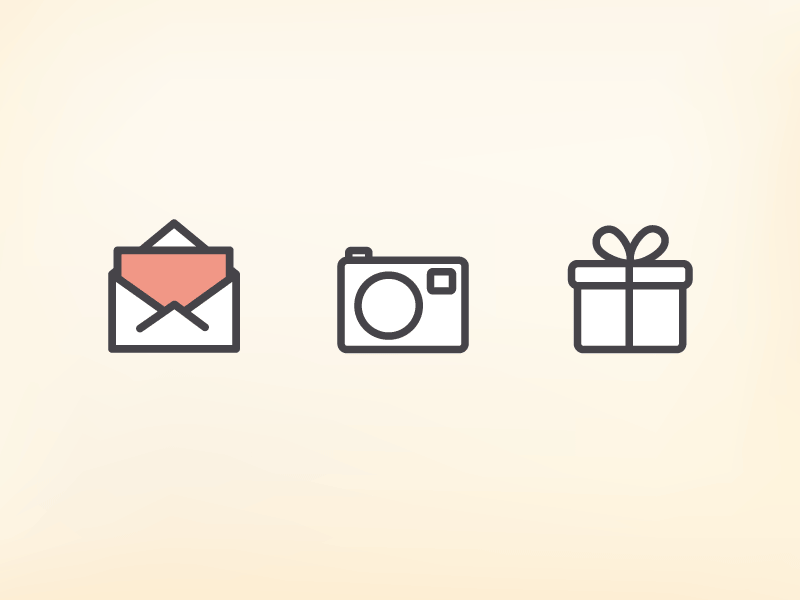 Animated Icons animated camera envelope icons present web wedding