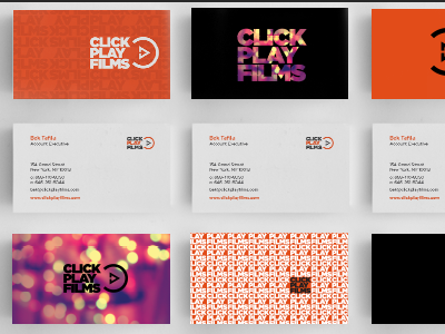 Business Card Set branding business card corporate film identity logo movie nyc orange play production video