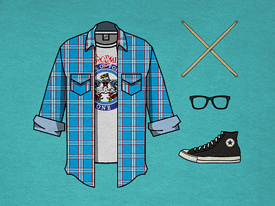 Wayne's World: Garth 90s aerosmith chucks converse drumsticks garth algar hipster glasses plaid t shirt waynes world