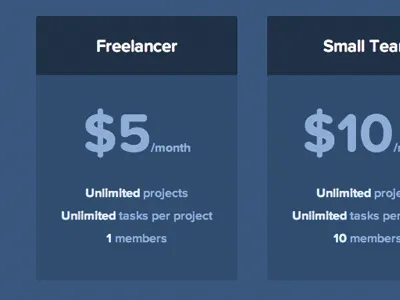 Talllies Pricing blue boxes flat plan pricing proxima nova table