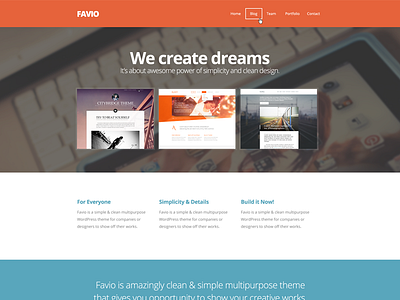 Favio theme WIP big blog blur clean cms creativemarket minimal modern multipurpose orange photo portfolio simple site template theme web webdesign website whitespace wordpess