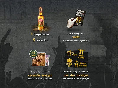 Desperados - Facebook app explanation steps app design desperados facebook grunge interaction interface photoshop ui web