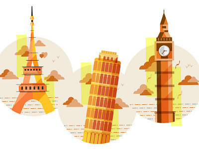 Tower Project art bang big eiffel france italy london love orange pisa tower vector