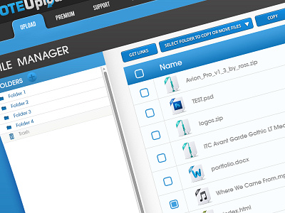 OTEUpload Filemanager V2 background blue buttons clean cloud colorful curves custom dashboard design download facebook file file host file footer graphic design host login logo menu metro mockup redesign ui