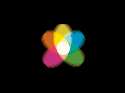 Brandmark for Hitachi GST blue brandmark bright colourful green movement orange overlapping pink yellow