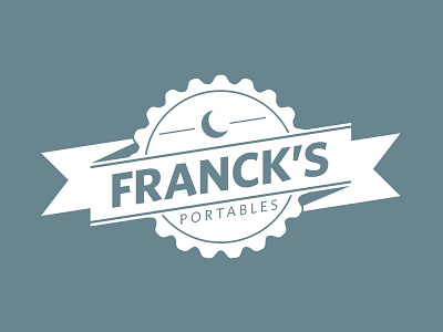 Franck’s Portables industry logo moon outhouse portables retro ribbon toilet vintage