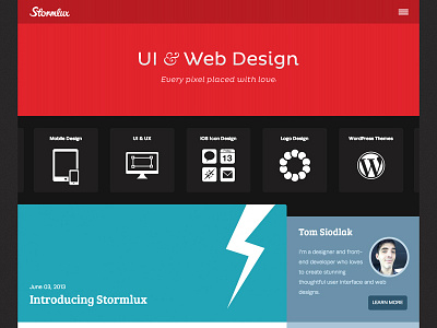 Stormlux - UI & Web Design freelance home portfolio red stormlux