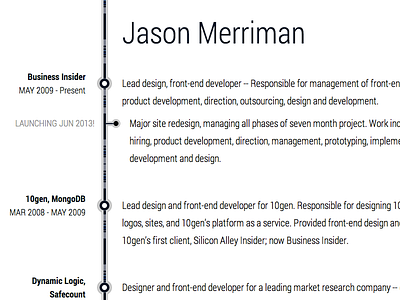 Drible Timeline html resume timeline