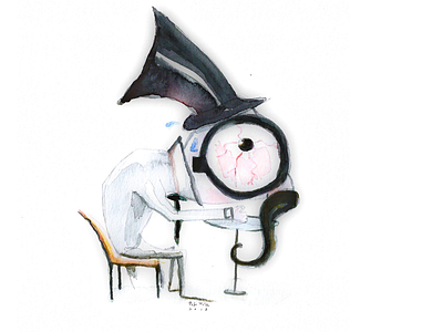 Under construction drawing hat illustration magician mustache nervous painting pencil watercolour