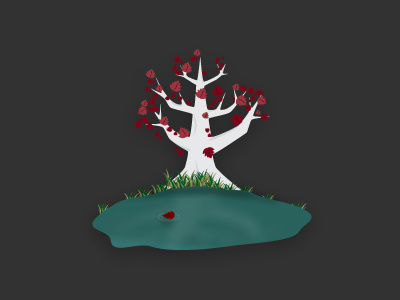 illustration practice dark illustration pond tree