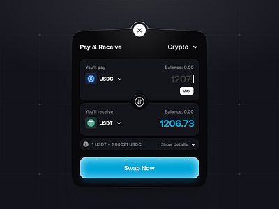 Swap Component component crypto crypto app crypto ui dark ui mobile app pay pay app swap ui uidesign uiux