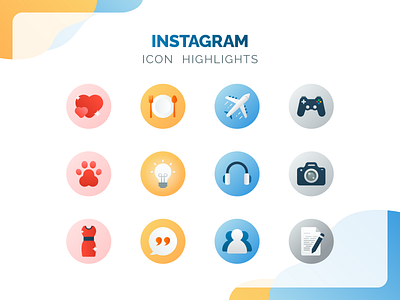 Instagram Highlights Flat Gradient Icon Collection collection flat gradient highlights icon icon design icon pack icon set instagram line icon social media user interface vector