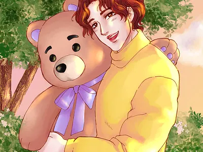Teddy Bear anime character design digital paiting illustration manga