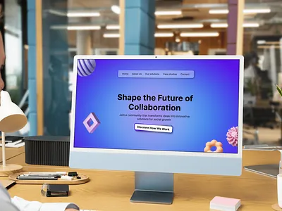 Social collaboration platform landing page design 3d blur design designing effect figma graphic design landing page layer radial blue ui ux web design website website design