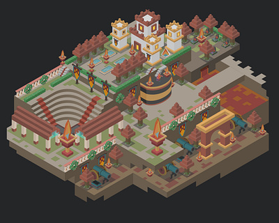 Isometric: City of Fire affinity designer city environment fire graphic design illustration isometric palace