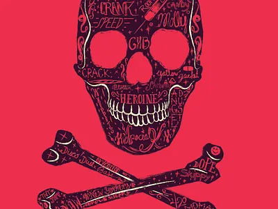 UN Rights of the Child Poster 33 anti drugs bones drugs hand type illustration illustrator psa red retro vector typography vector