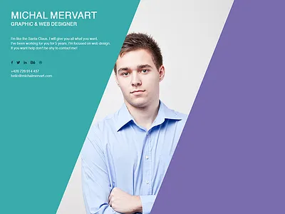 Landing page - Michal Mervart colors coming soon green icons page picture portfolio purple text ui web welcome