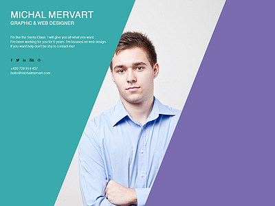 Landing page - Michal Mervart colors coming soon green icons page picture portfolio purple text ui web welcome