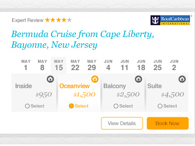 Cruise Shopping date selector options results