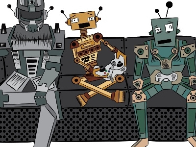 Robots abstract cartoon comic couch future graphic illustration illustrator pattern robot vector xbox