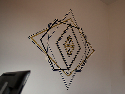 WALL TAT 2 angular black gold illustration triangle wall