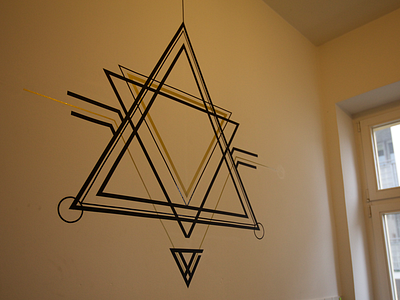 WALL TAT 1 angular black gold illustration triangle wall