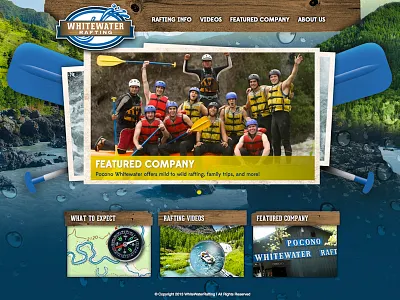 WhiteWaterRafting.com 401 bubbles design interactive mountains nature paddles rafting site trees web website wood