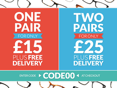 One pair / Two pairs banner code design email glasses modular pair spectacles web