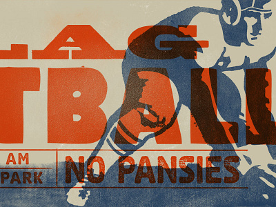 No Pansies flag football football wood type