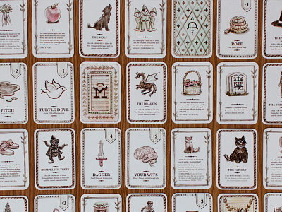 Grimm's Forest Playing Cards Detail board game fairy tale illustration lettering packaging